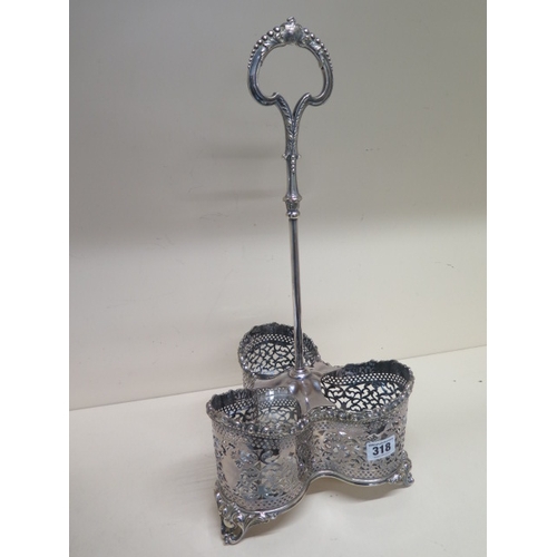 318 - A good quality silver plated three bottle wine holder