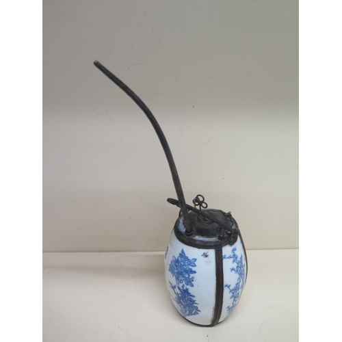 406 - An  Chinese blue and white opium pipe removed from a local house clearance - normal wear and tear fo... 