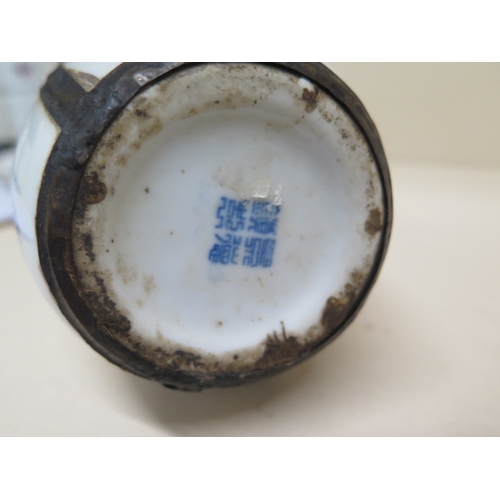 406 - An  Chinese blue and white opium pipe removed from a local house clearance - normal wear and tear fo... 