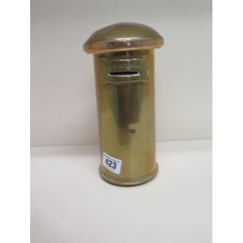 423 - Trench Art - a shell case money box 1916 - approx 21cm