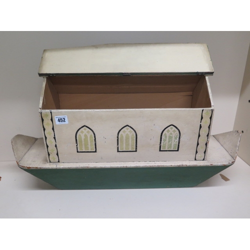 452 - An early 20th century Noah's Ark children's toy model with carved wood animals - approx 88cm x 36cm