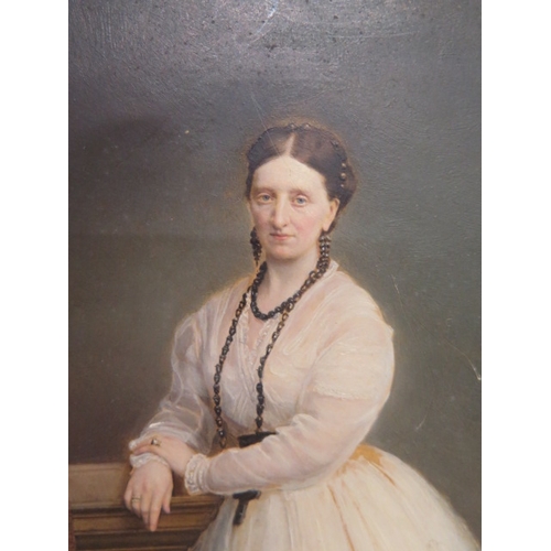 473 - A 19th century portrait of a lady oil on canvas in ornate gilt frame and mounted in a rosewood frame... 