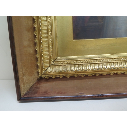 473 - A 19th century portrait of a lady oil on canvas in ornate gilt frame and mounted in a rosewood frame... 