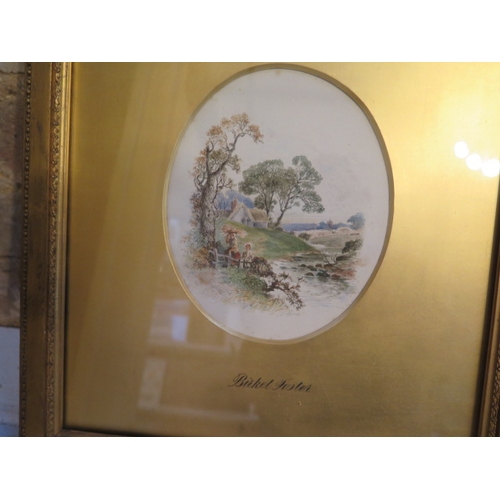 474 - A pair of Birket Foster watercolours - frame size 35cm x 30cm, picture size 16cm x 13cm