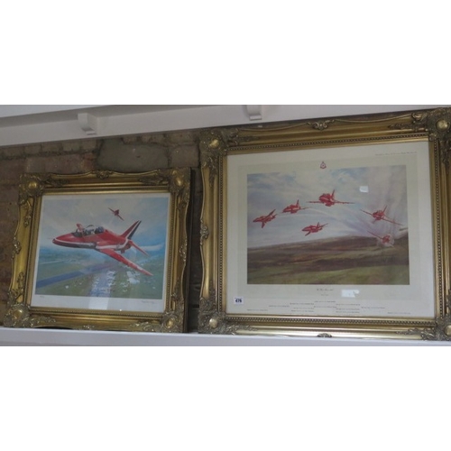 476 - Two Red Arrows signed prints in gilt frames