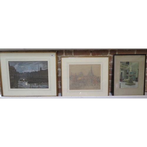 477 - Anton Abraham Van Anrooy (Dutch 1870-1949) signed watercolour City scene frame size 58cm x 73cm, Ant... 