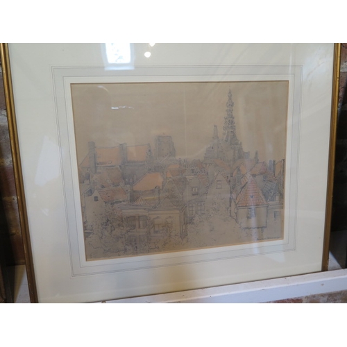 477 - Anton Abraham Van Anrooy (Dutch 1870-1949) signed watercolour City scene frame size 58cm x 73cm, Ant... 