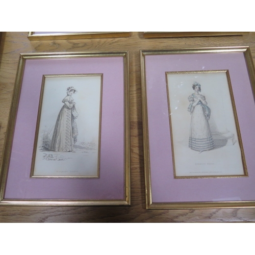 487 - A set of four Regency fashion plates framed by Sebastian D'Orsai Ltd - Together two number etching/p... 