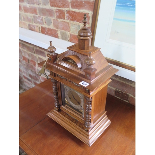 492 - A walnut 8 day striking bracket clock with a metal dial - approx 55cm x 30cm - working with key