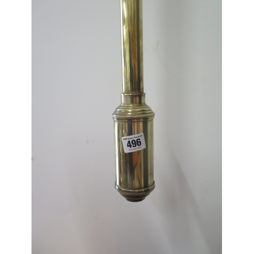 496 - A brass ships barometer - approx 95cm - with fixed brass  wall mount