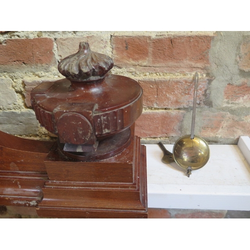 500 - A shop display clock with a painted dial and single fusee movement in a mahogany case - Width 117cm ... 