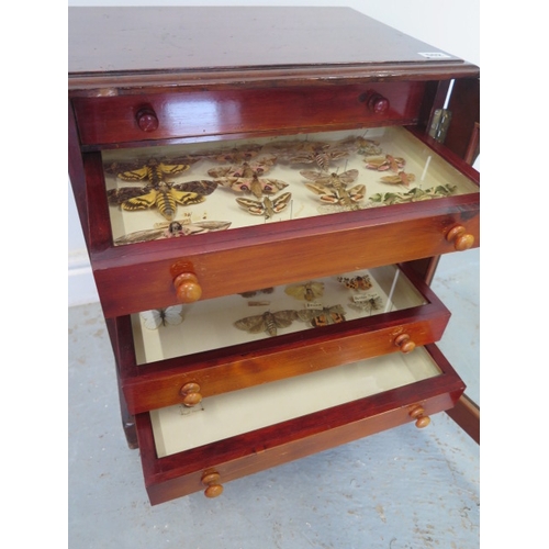 502 - A collection of butterflies and beetles housed in a 19th century mahogany eight drawer collectors ca... 