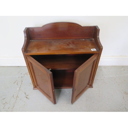 503 - An Edwardian mahogany and inlaid hanging cupboard - 54cm x 54cm