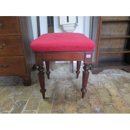 520 - A William IV mahogany piano stool recently re upholstered - approx height 55cm