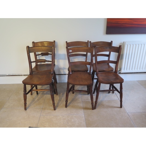 521 - A set of four 19th century elm kitchen chairs and two knife back 19th century chairs