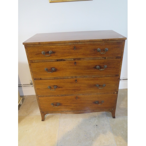 560 - A 19th century mahogany 4 drawer on splayed feet - 100cm x 93cm x 47cm - good clean condition