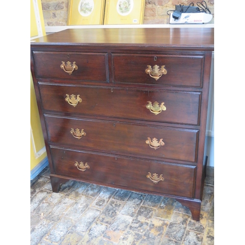 562 - A circa 1900's stained satinwood chest of two over three graduated drawers on bracket feet - 107cm x... 