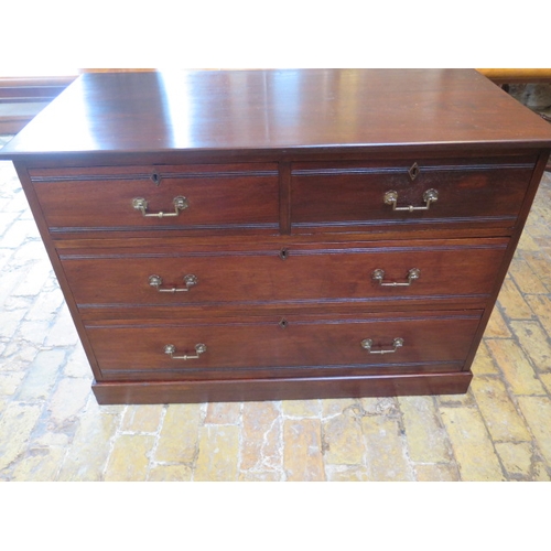 563 - A circa 1900's walnut chest of two over two drawers on a plinth base stamped Heal & Son, London - 10... 