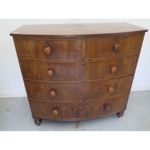 565 - A good quality 19th century mahogany bow fronted chest of drawers with two short over three long dra... 