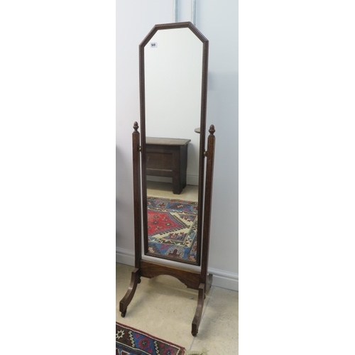 569 - A small oak cheval mirror - approx 142cm x 40cm