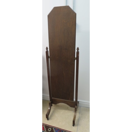 569 - A small oak cheval mirror - approx 142cm x 40cm