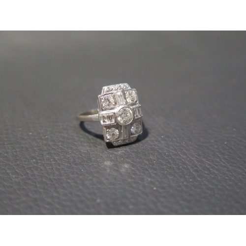 57 - An 18ct white gold Art Deco style ring - approx 2ct of diamonds - ring size O - head 18mm x 13mm - d... 