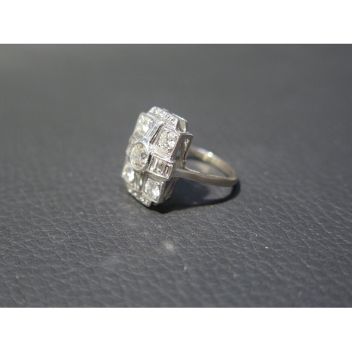 57 - An 18ct white gold Art Deco style ring - approx 2ct of diamonds - ring size O - head 18mm x 13mm - d... 