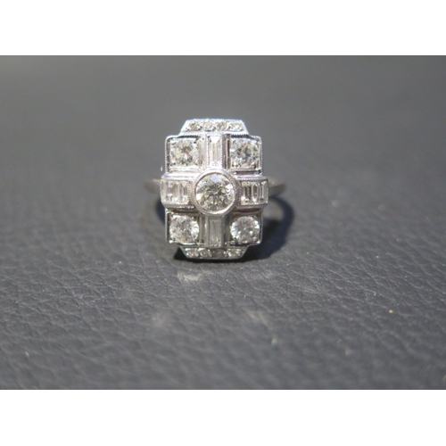 57 - An 18ct white gold Art Deco style ring - approx 2ct of diamonds - ring size O - head 18mm x 13mm - d... 