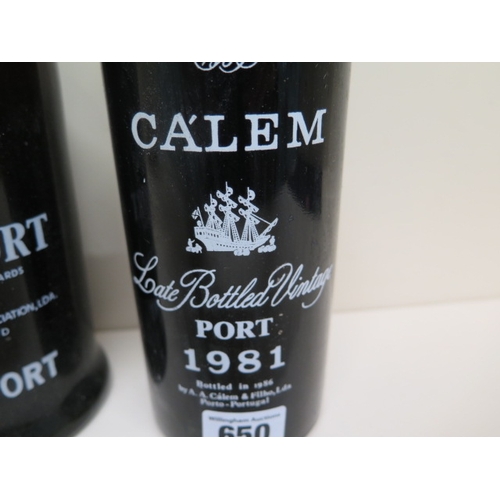 650 - Three bottles of Port to include Warre's Vintage Port 1975, one bottle of Calem 1981 and a bottle of... 