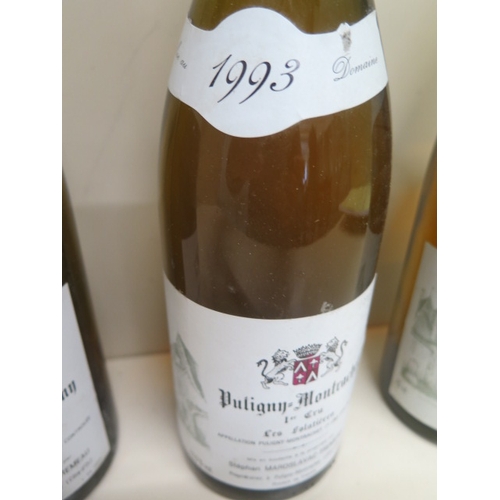 653 - Two bottles of Meursault Puligny Montrachet 1993 1er cru - Les Folatieres, two bottles of Meursault ... 