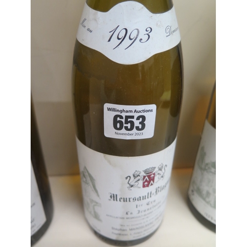 653 - Two bottles of Meursault Puligny Montrachet 1993 1er cru - Les Folatieres, two bottles of Meursault ... 