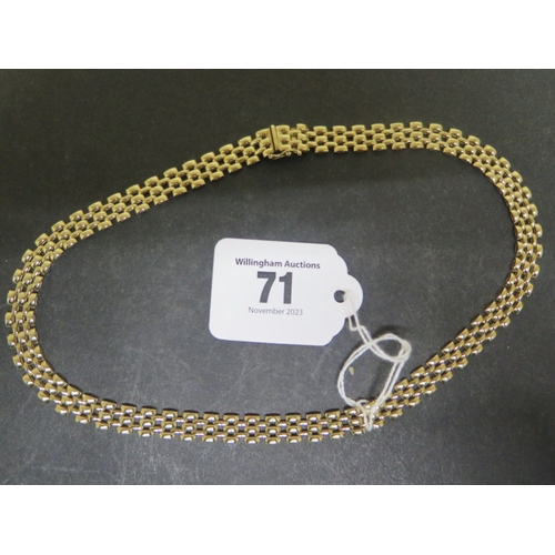 71 - A 9ct yellow gold gate link necklace - approx 42cm - weight approx 25.2 grams