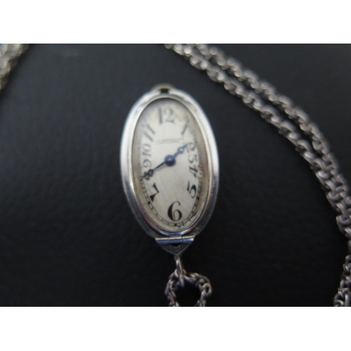 97 - A Swiss early 20th century Belle Epoque platinum diamond and sapphire pendant watch, with finely pie... 