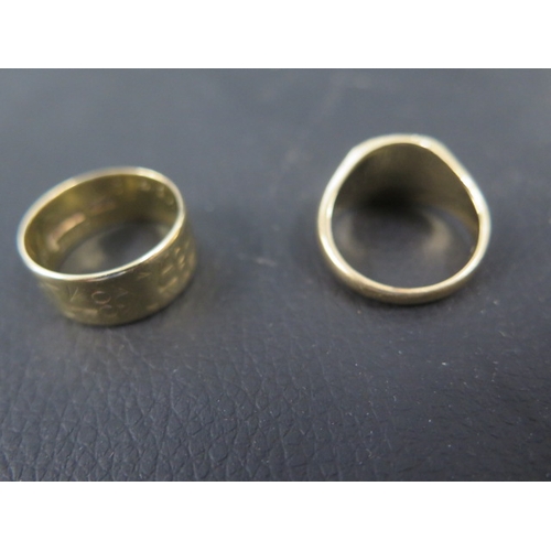 98 - A gentleman's 9ct yellow gold signet ring size Q/R - weight approx 8.7 grams together with a gentlem... 