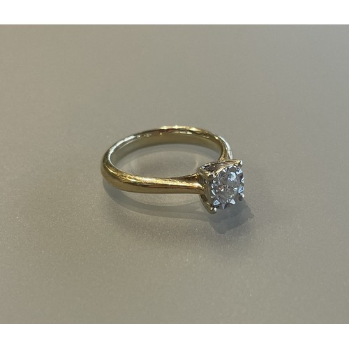 167 - A diamond solitaire ring set in 9ct yellow gold in an illusion setting - approx 0.25ct - ring size L... 