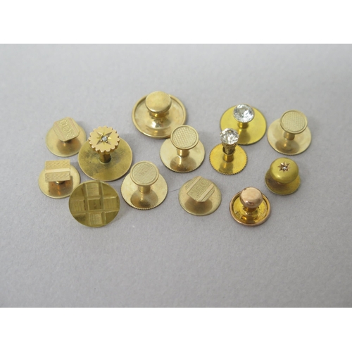 116 - 13 x 9ct gold (hallmarked) studs - weight approx 13 grams