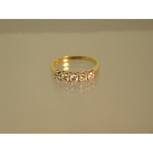 140 - A good 18ct yellow gold five stone diamond ring - five even round brilliant cut diamonds - approx 0.... 