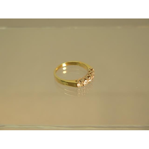 140 - A good 18ct yellow gold five stone diamond ring - five even round brilliant cut diamonds - approx 0.... 