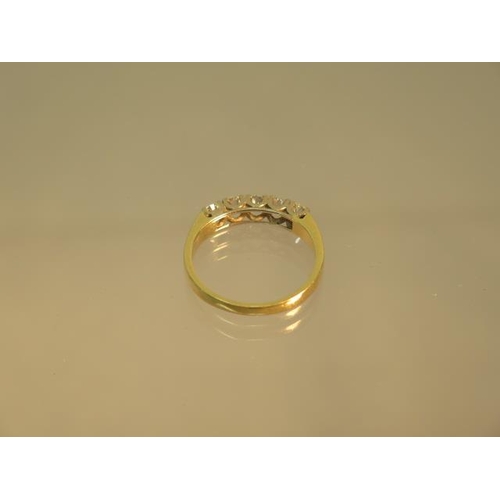 140 - A good 18ct yellow gold five stone diamond ring - five even round brilliant cut diamonds - approx 0.... 