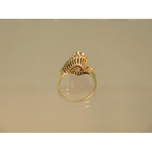 148 - A 9ct yellow gold (hallmarked) dress ring with white stones - ring size M/N - weight approx 3.6 gram... 