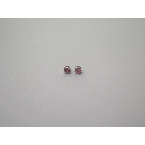 149 - A pair of pink tourmaline studs in silver