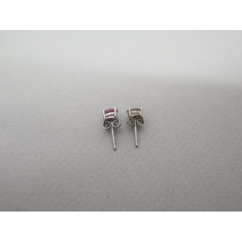 149 - A pair of pink tourmaline studs in silver