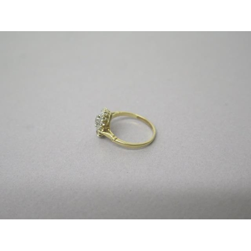 166 - An 18ct yellow gold (tested) and old cut diamond cluster ring size L/M - weight approx 2.4 grams