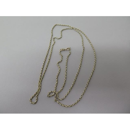 168 - A 9ct yellow gold (hallmarked) guard chain - approx 139cm - weight approx 38 grams