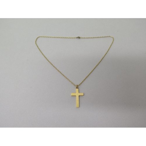 188 - An 18ct yellow gold (tested) cross pendant - approx 3.5cm - weight approx 8 grams with a 9ct yellow ... 