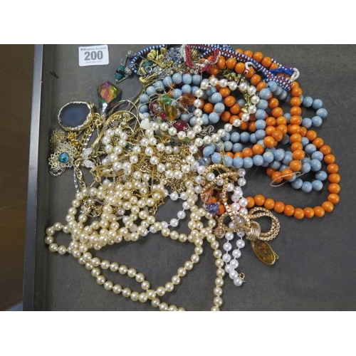 200 - A quantity of costume jewellery, some vintage including bead necklaces