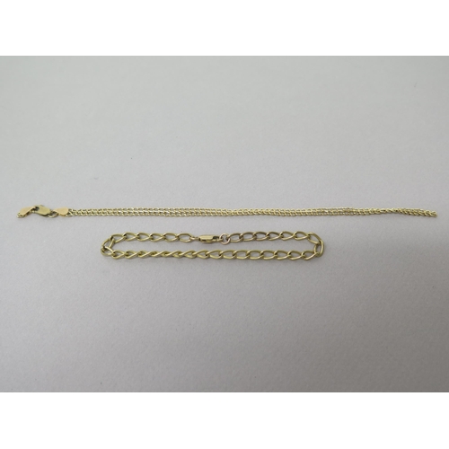 224 - Two 9ct yellow gold (hallmarked) bracelets - one broken - total weight approx 9.5 grams