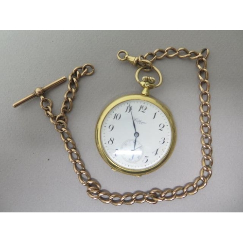 233 - An 18ct yellow gold (hallmarked) cased Waltham open faced pocket watch, Birmingham 1919 - case appro... 