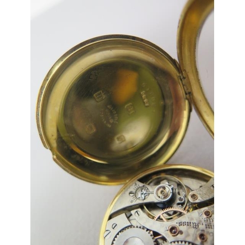 233 - An 18ct yellow gold (hallmarked) cased Waltham open faced pocket watch, Birmingham 1919 - case appro... 