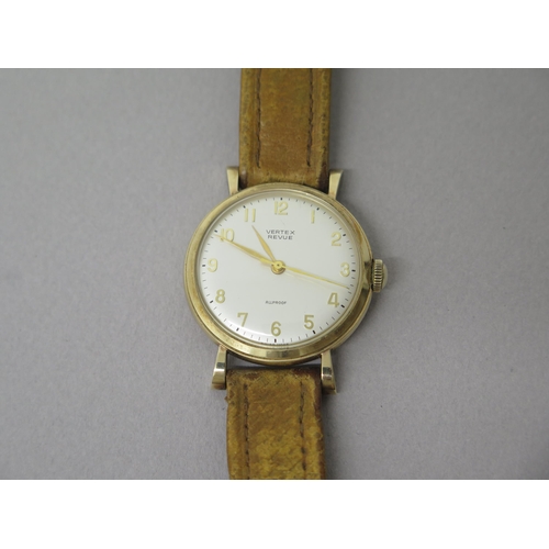 237 - A gents 9ct yellow gold (hallmarked) cased Vertex Revue wristwatch - round case approx 33mm with ori... 